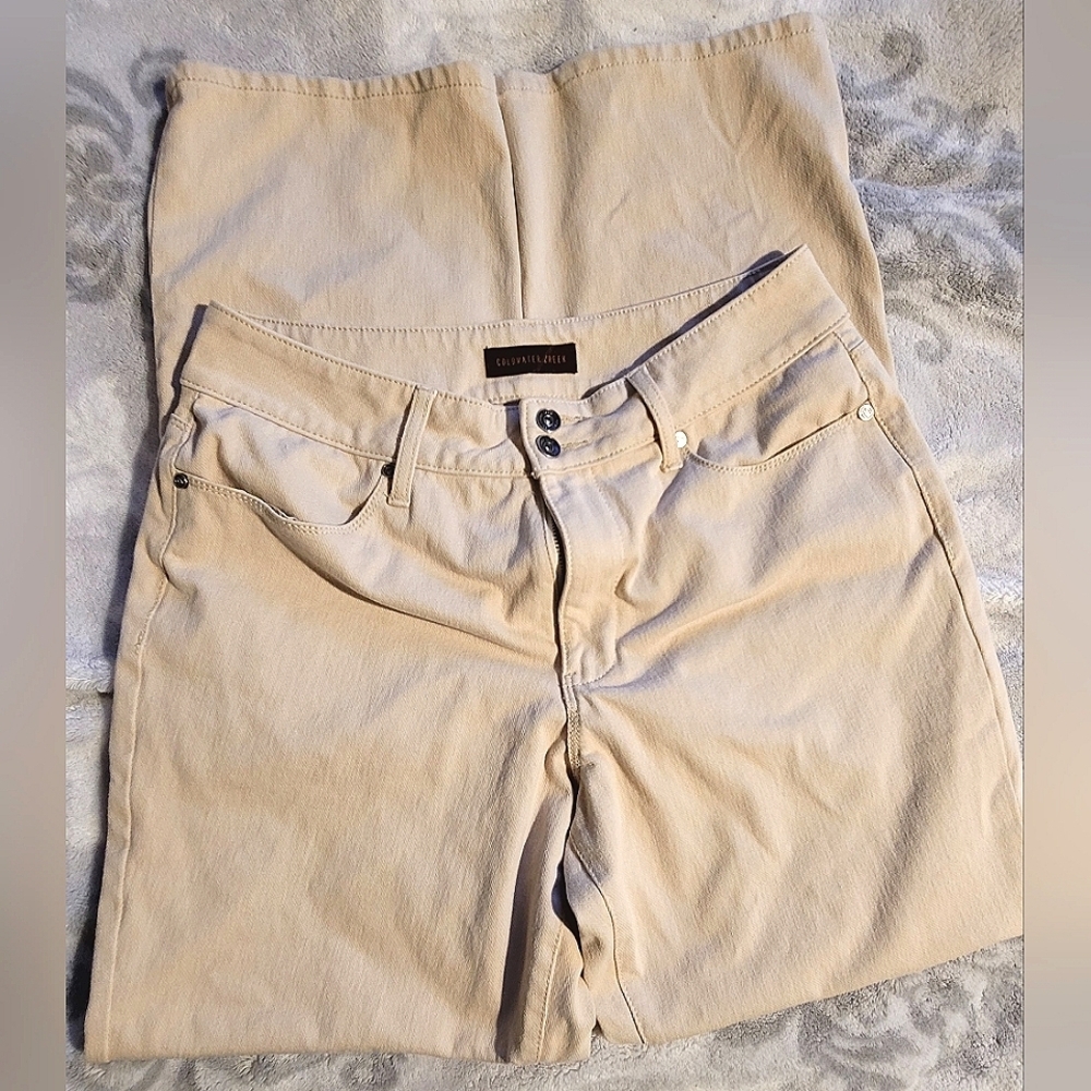 Coldwater Creek Jeans, Size 12, Cream Color, 2 Button Closure